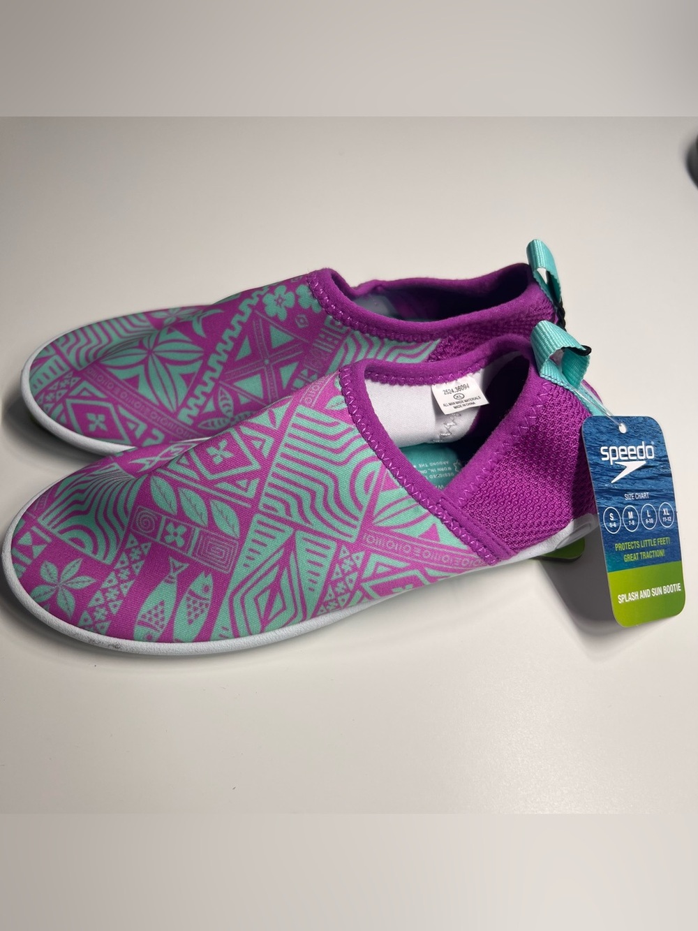 Speedo Kids Surfwalker Water Shoes Purple Teal XL Size 11/12 Splash Sun Bootie